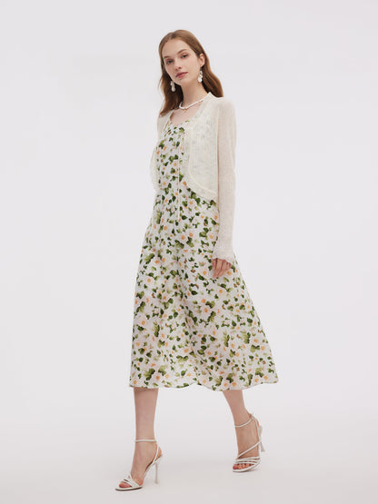 Wavy Trim Tie Front Women Cardigan