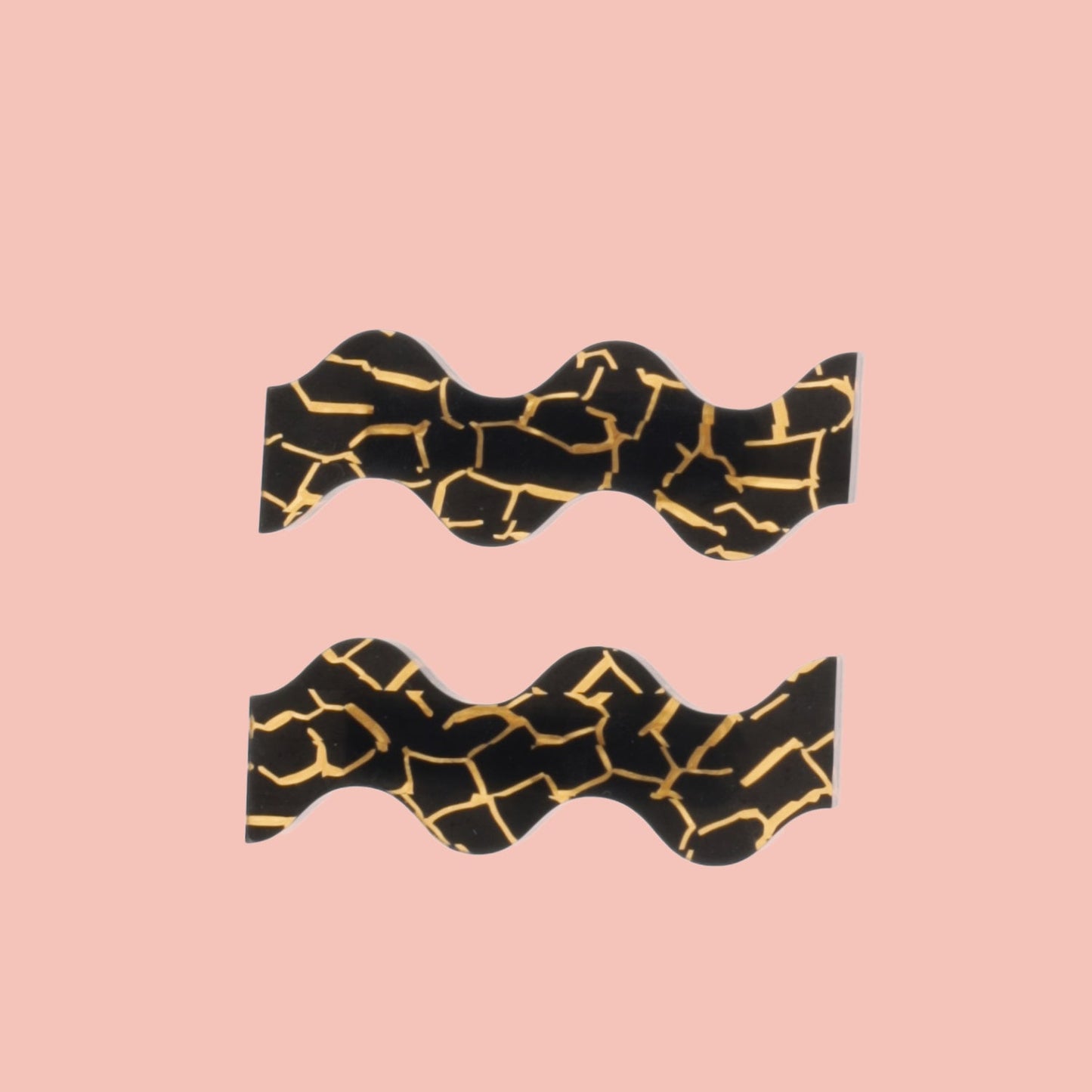 Black and Gold Wavy Hair Clips
