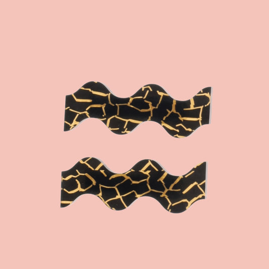 Black and Gold Wavy Hair Clips