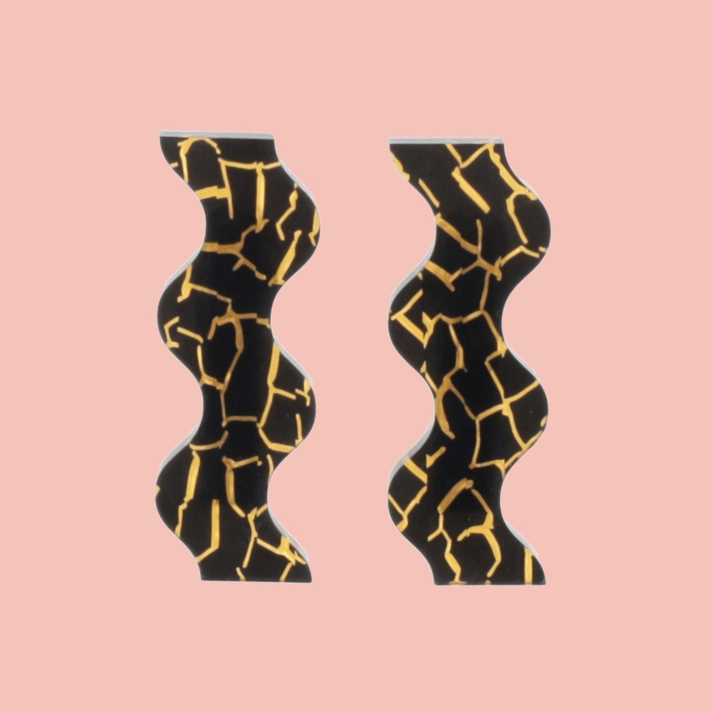 Black and Gold Wavy Hair Clips