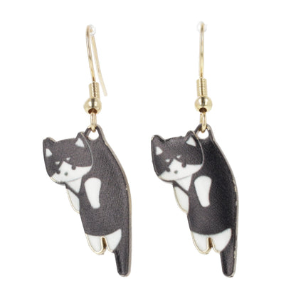 Black & White Cat Earrings (Gold Plated)