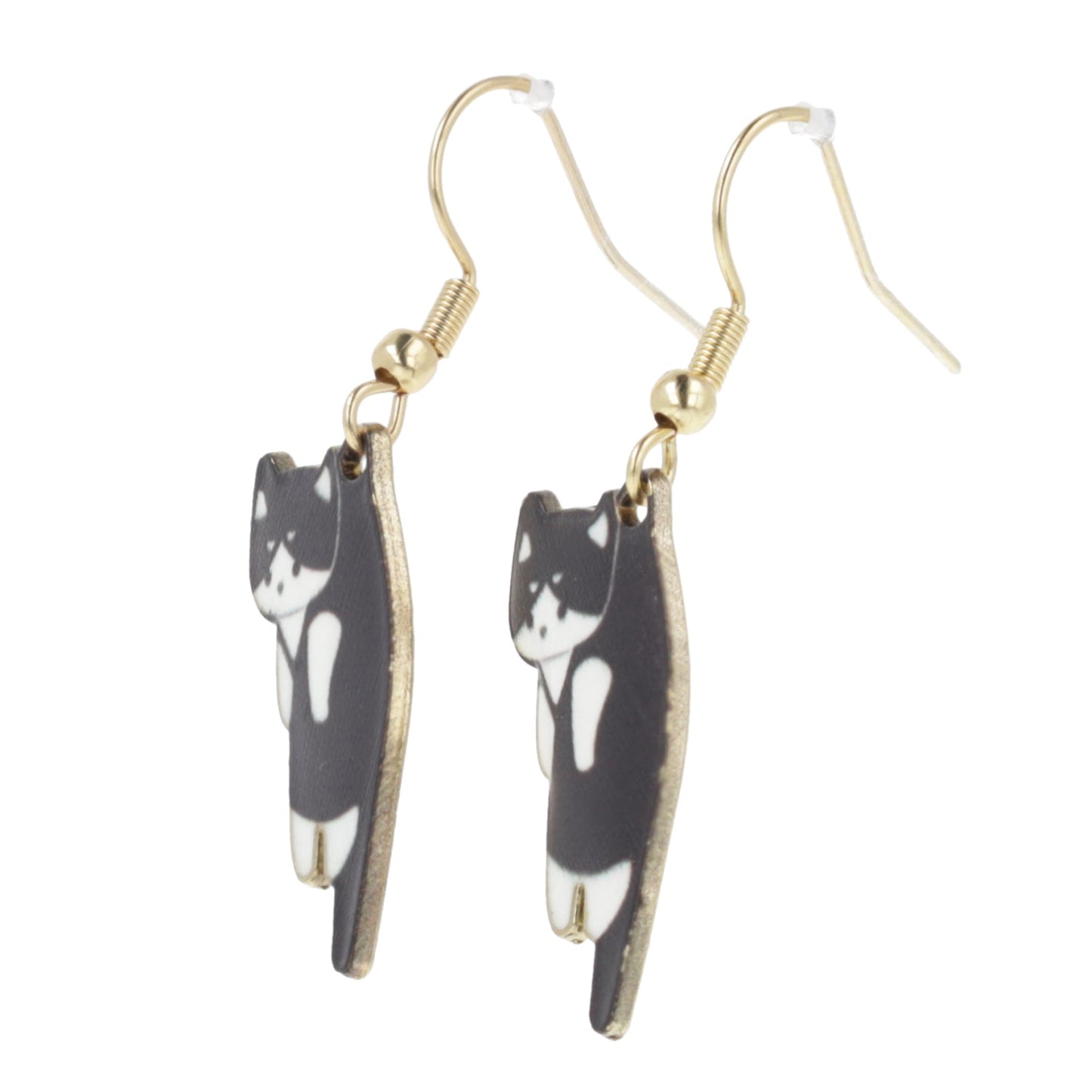 Black & White Cat Earrings (Gold Plated)