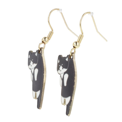 Black & White Cat Earrings (Gold Plated)