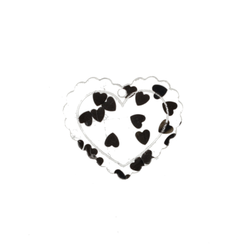 Black Confetti Heart Charm