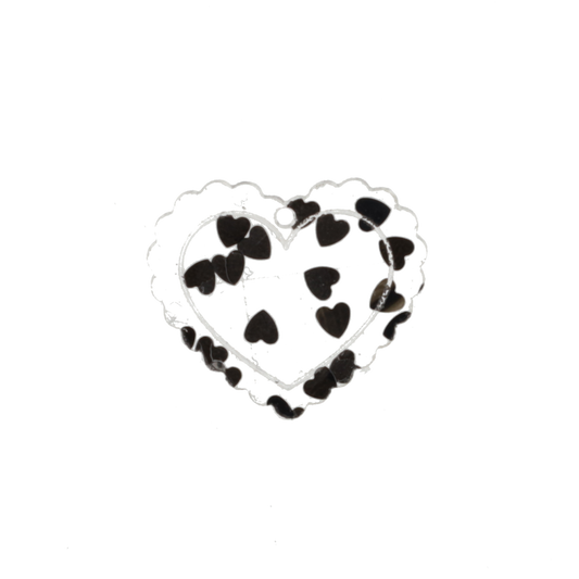 Black Confetti Heart Charm