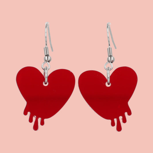 Bleeding Love Earrings - Transparent Red