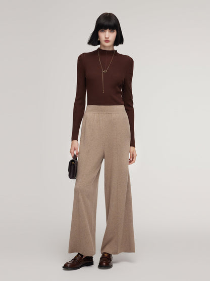 Cashmere Wool Blend Straight Wide Leg Women Pants