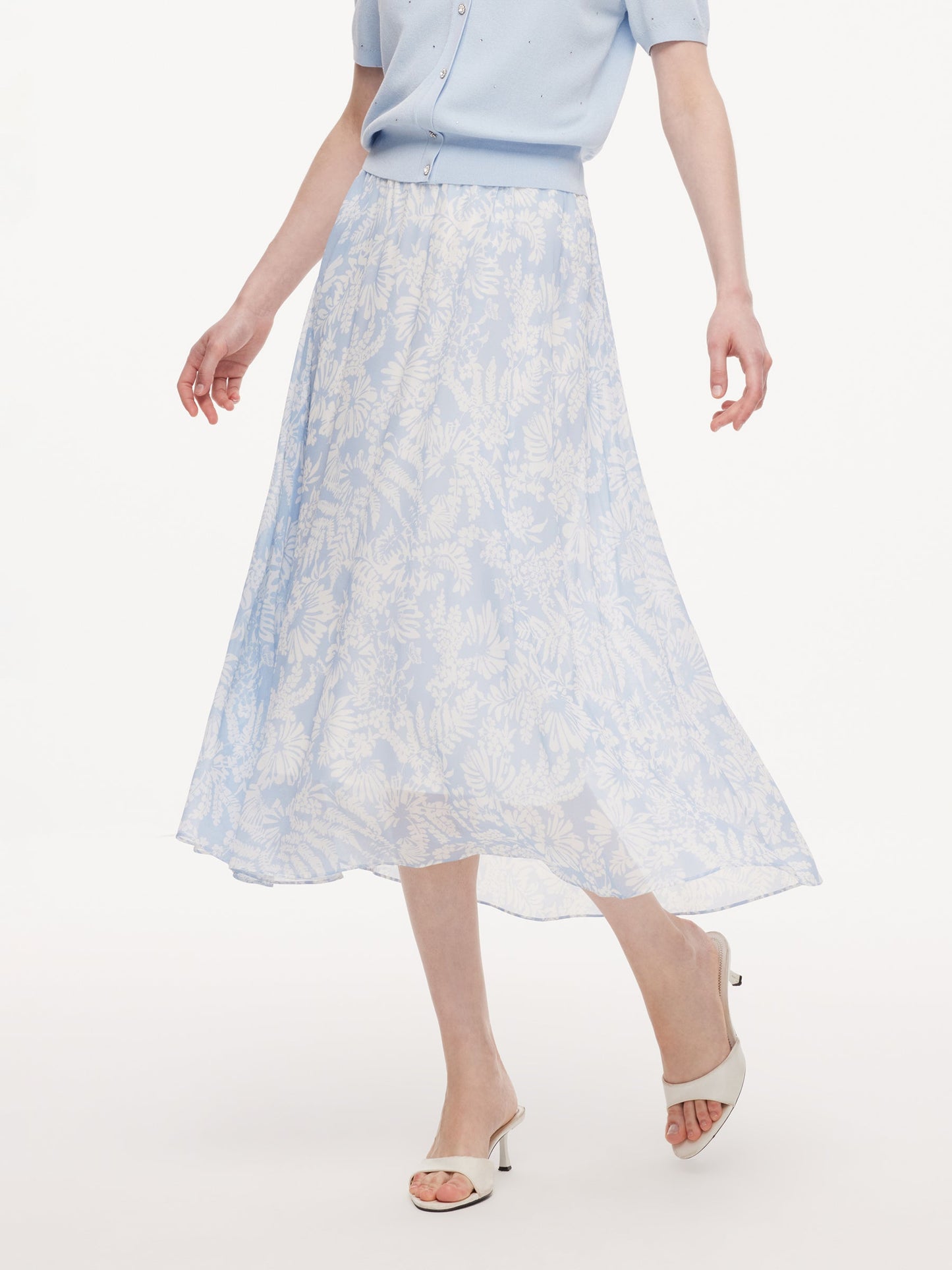 10MM Mulberry Silk Floral Print Women Skirt With Scrunchie