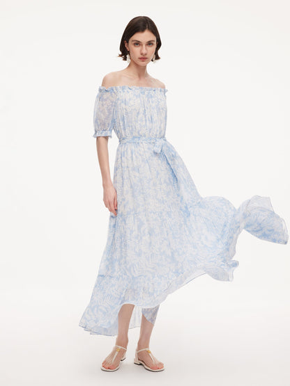 10MM Mulberry Silk Convertible Neck Women Belted Maxi Dress