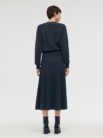 100% Wool Sequins Women Sweater