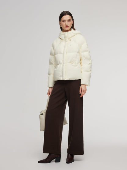 Lightweight Drawstring Hem Hooded Goose Down Jacket