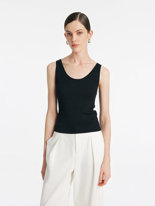Acetate Round Neck Women Knitted Vest