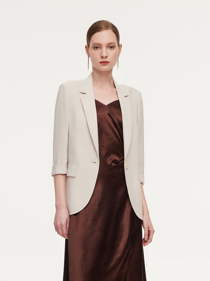 Acetate Blend 3/4 Sleeve Women Blazer