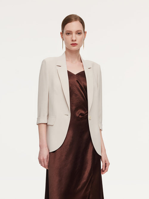 Acetate Blend 3/4 Sleeve Women Blazer