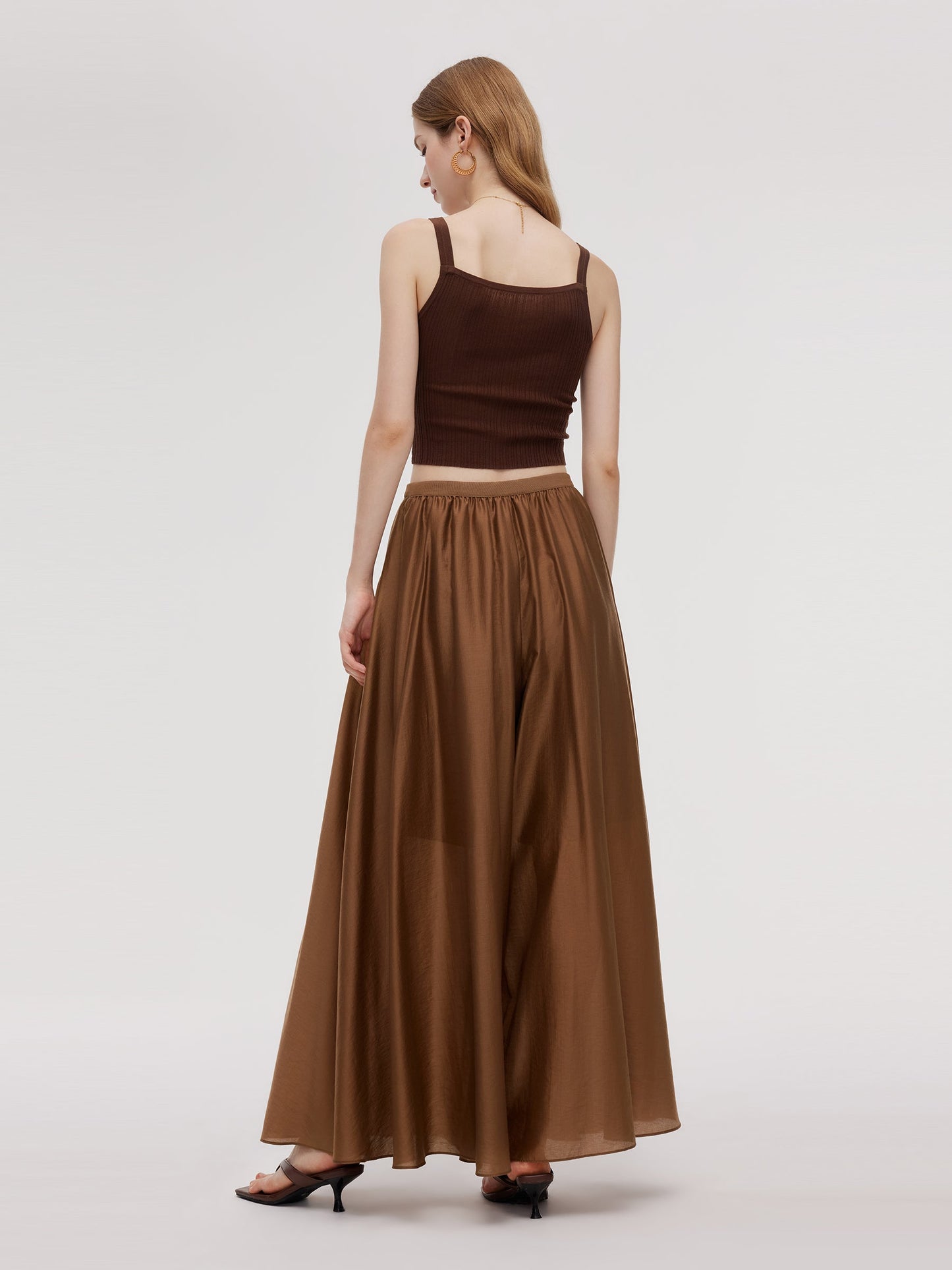 Tencel Blend Elastic Waist Women Culottes