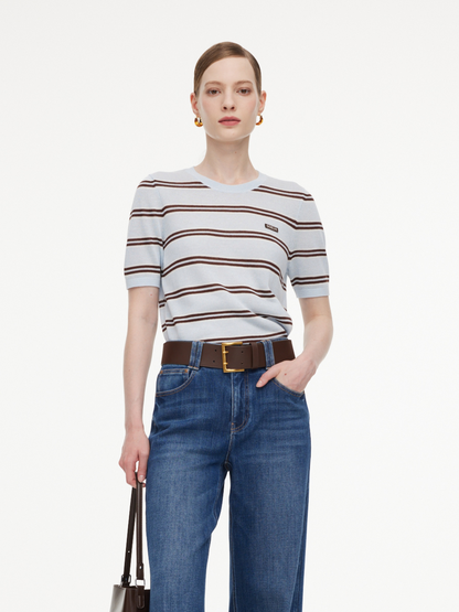Crew Neck Stripe Women T-Shirt