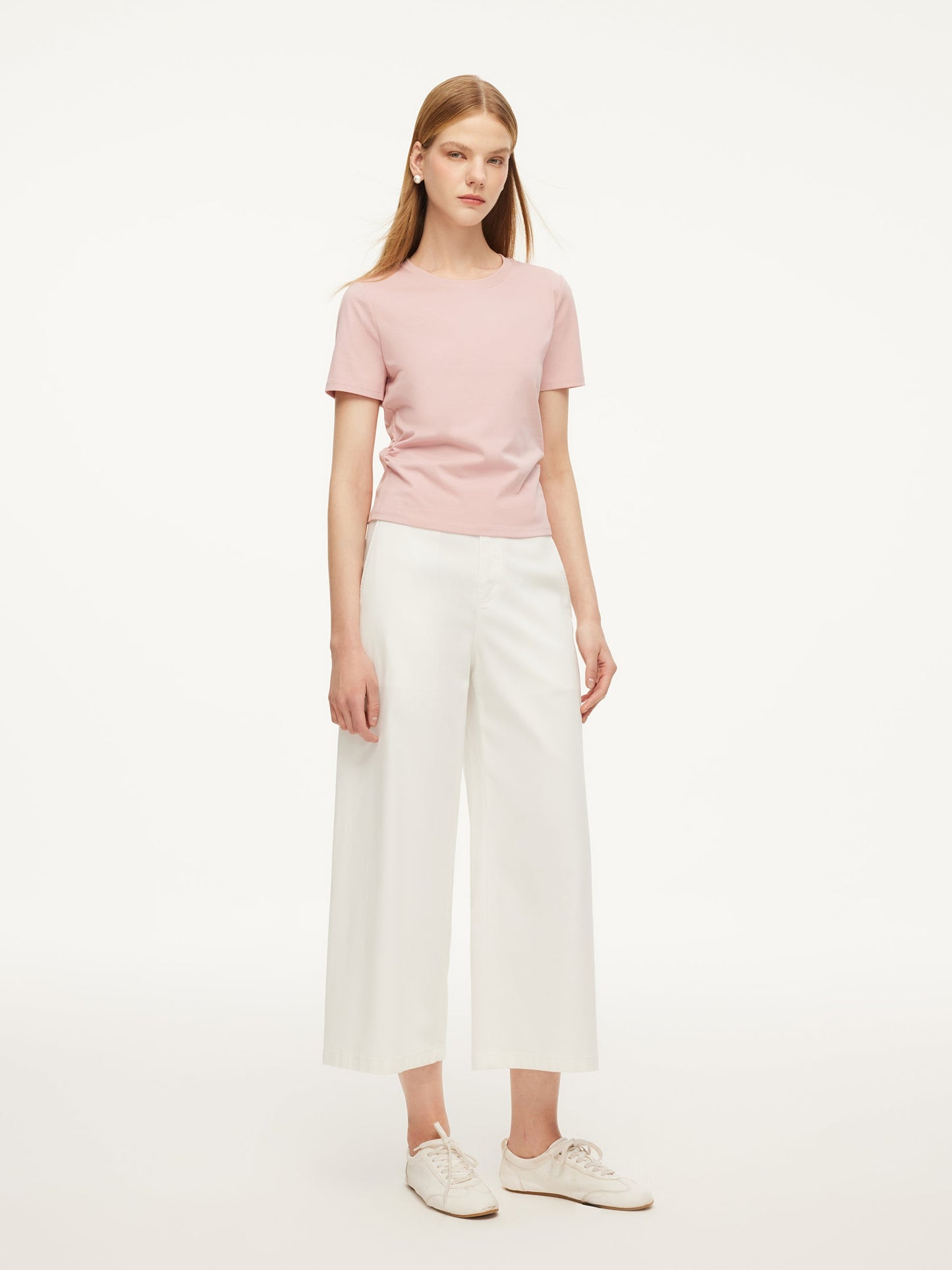 Cotton Side Twist Women T-Shirt With Detachable Beaded Chain