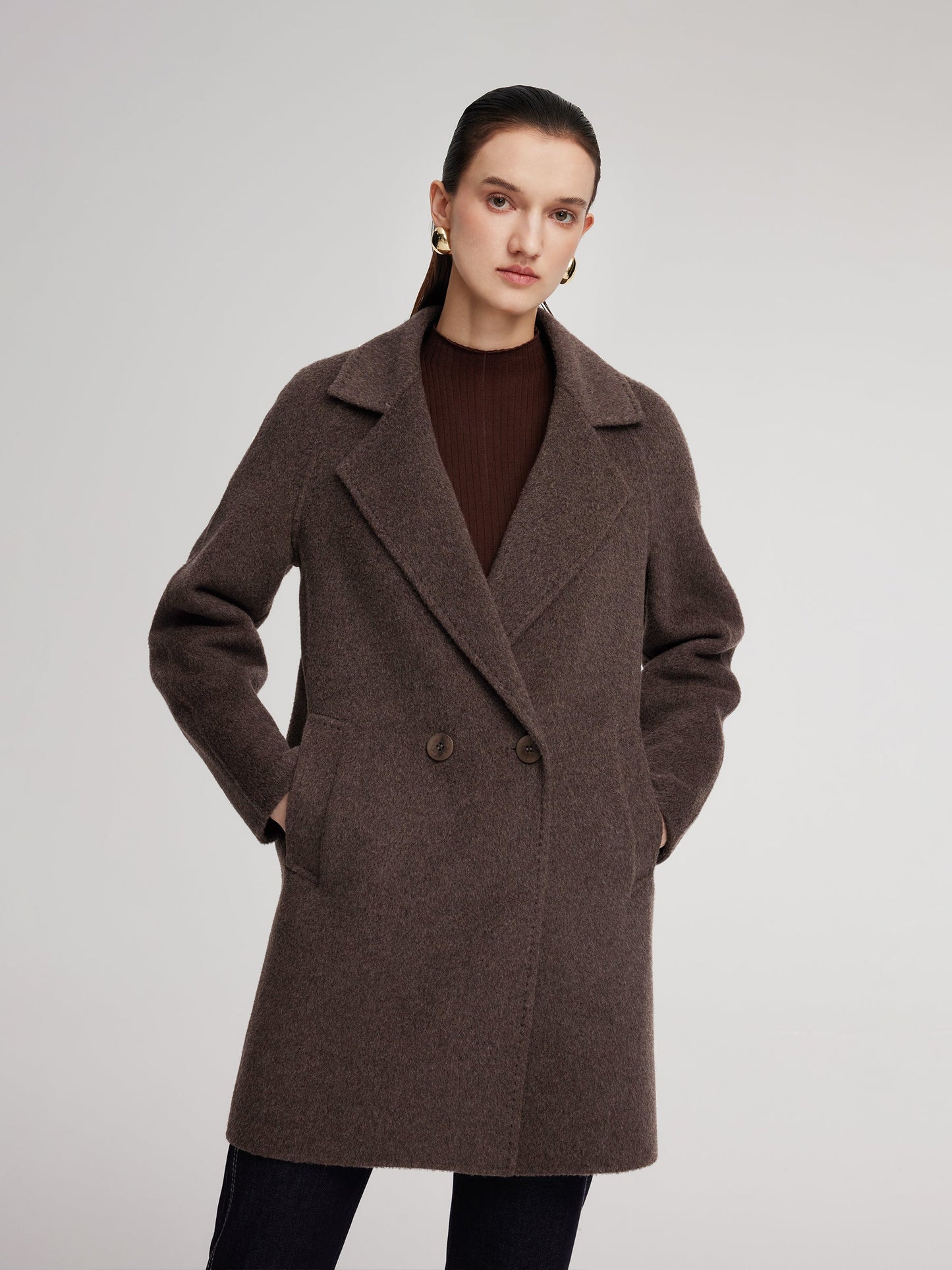Wool Camel Hair Blend Double-Faced Women Coat