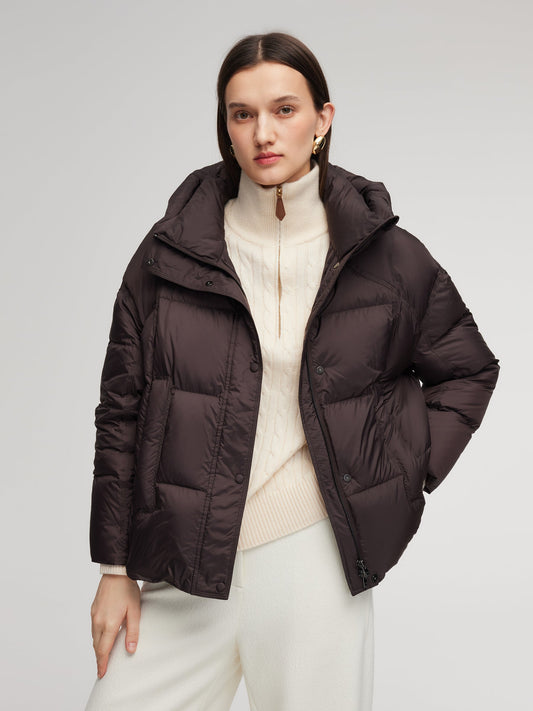 Cocoon Windproof Zip-Up Hooded Goose Down Jacket