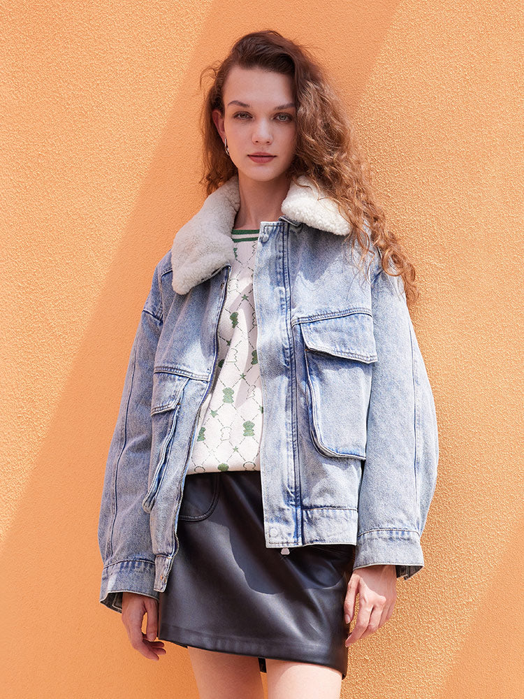 Lapel Blue Denim Coat