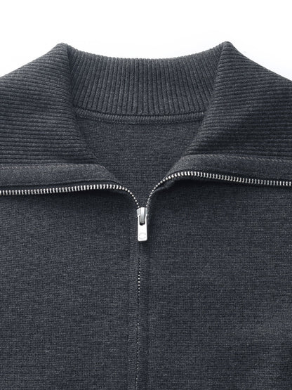 Tencel Wool Blend Zip-Up Women Cardigan
