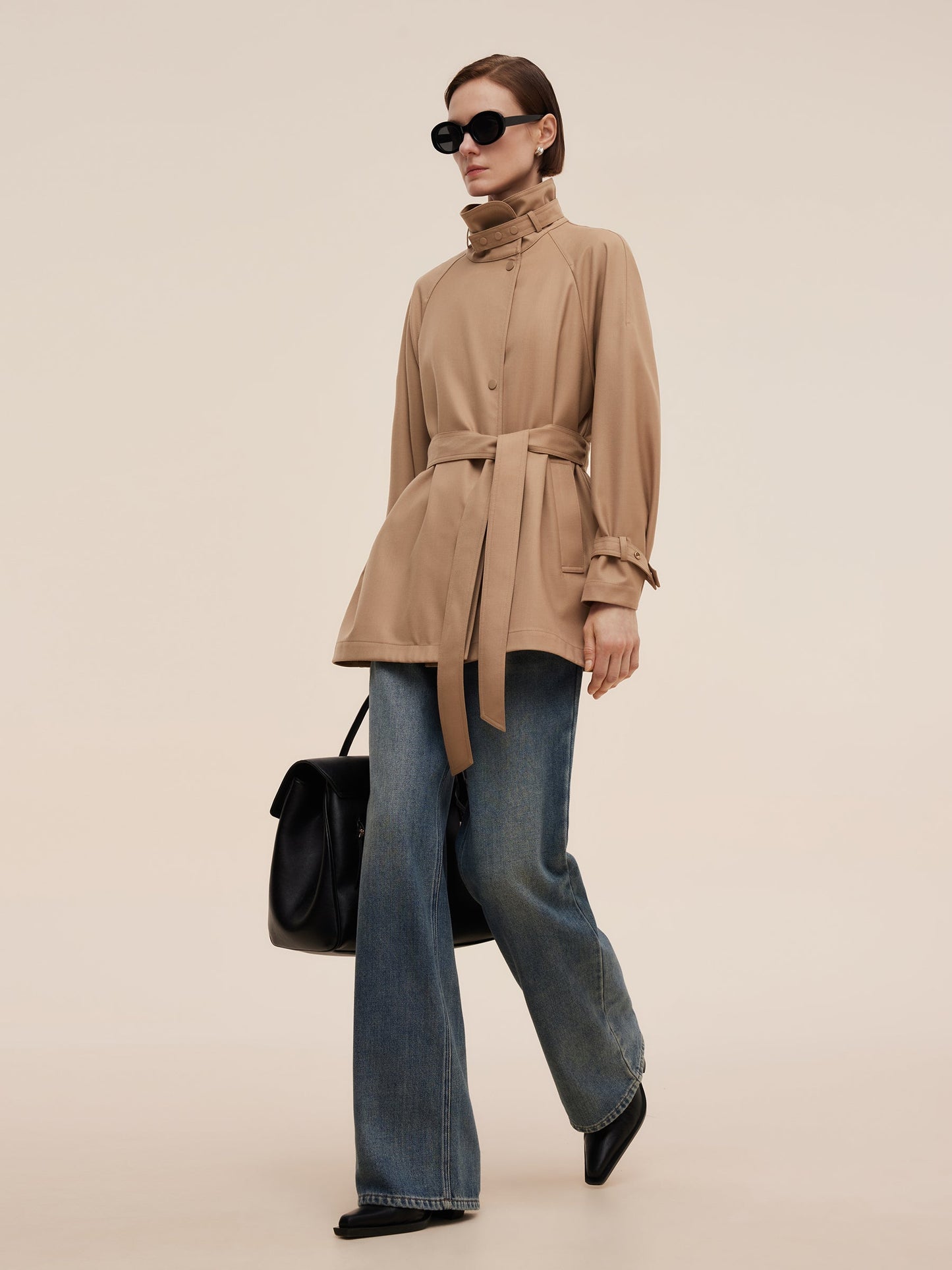 100% Worsted Wool Women Trench Coat