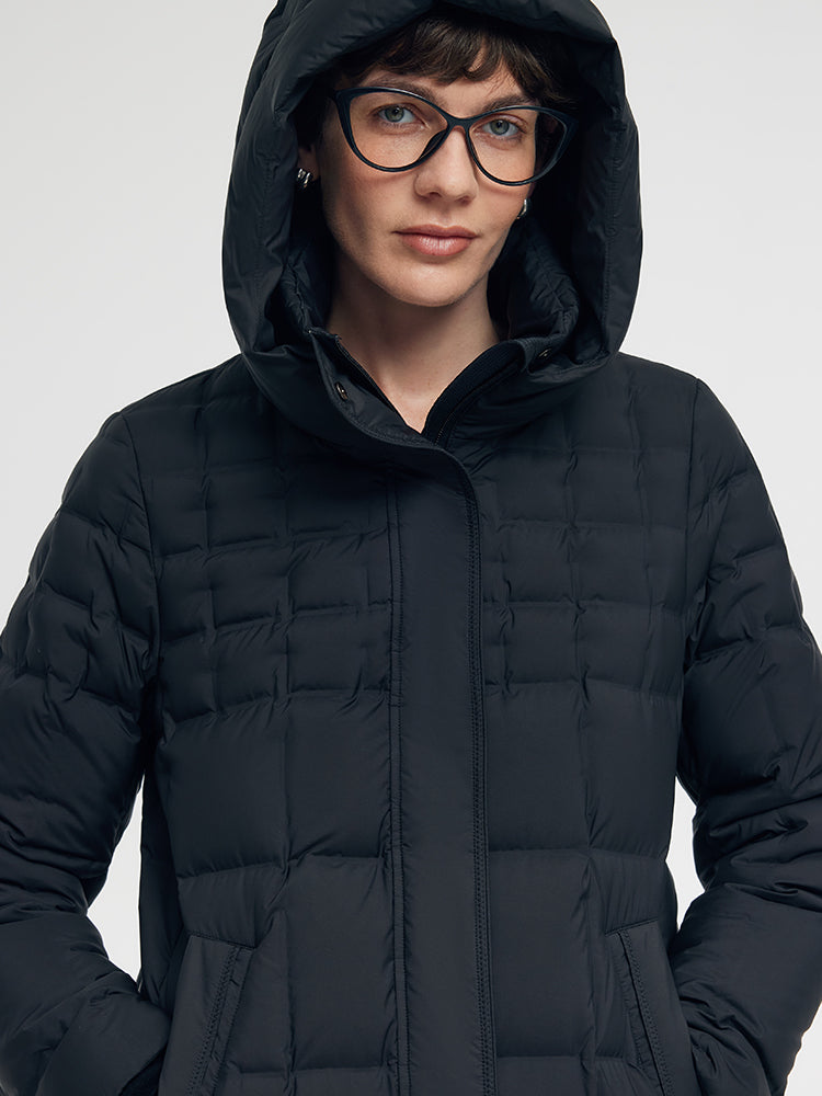 Water-repellent And Windproof Hooded Goose Down Coat