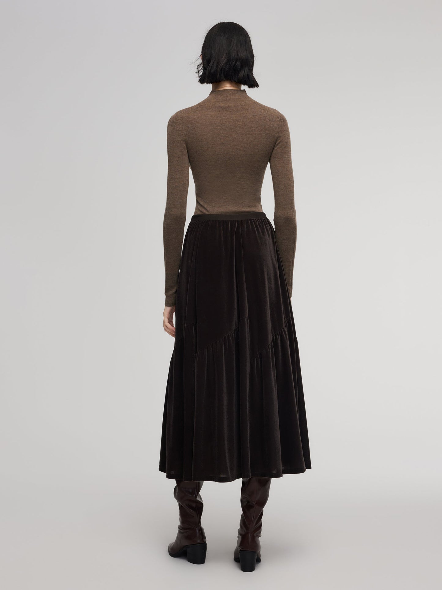 Velvet A-Line Elastic Waist Women Skirt