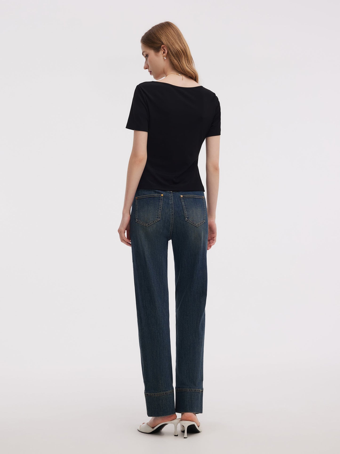 Denim Women Ankle-Length Cuffed Jeans