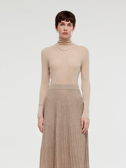 100% Wool Turtleneck Women Knit Top