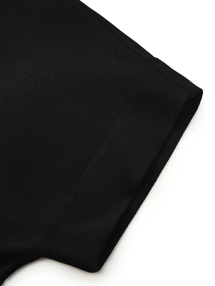 Black Acetate Top And Skirt Two-Piece Set