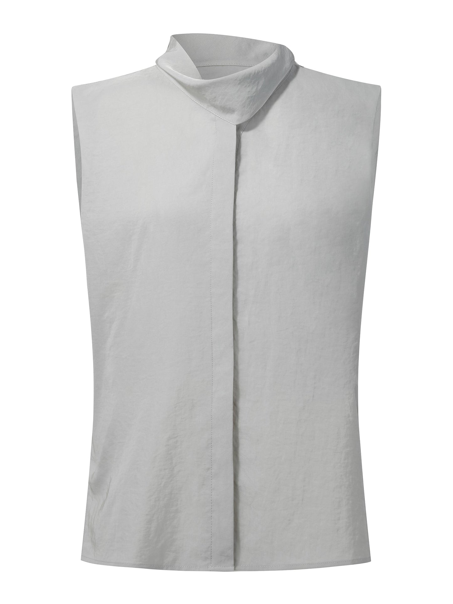 Triacetate Blend Ribbon Neck Women Sleeveless Blouse