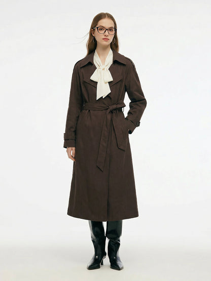 100% Linen Women Wrap Trench Coat