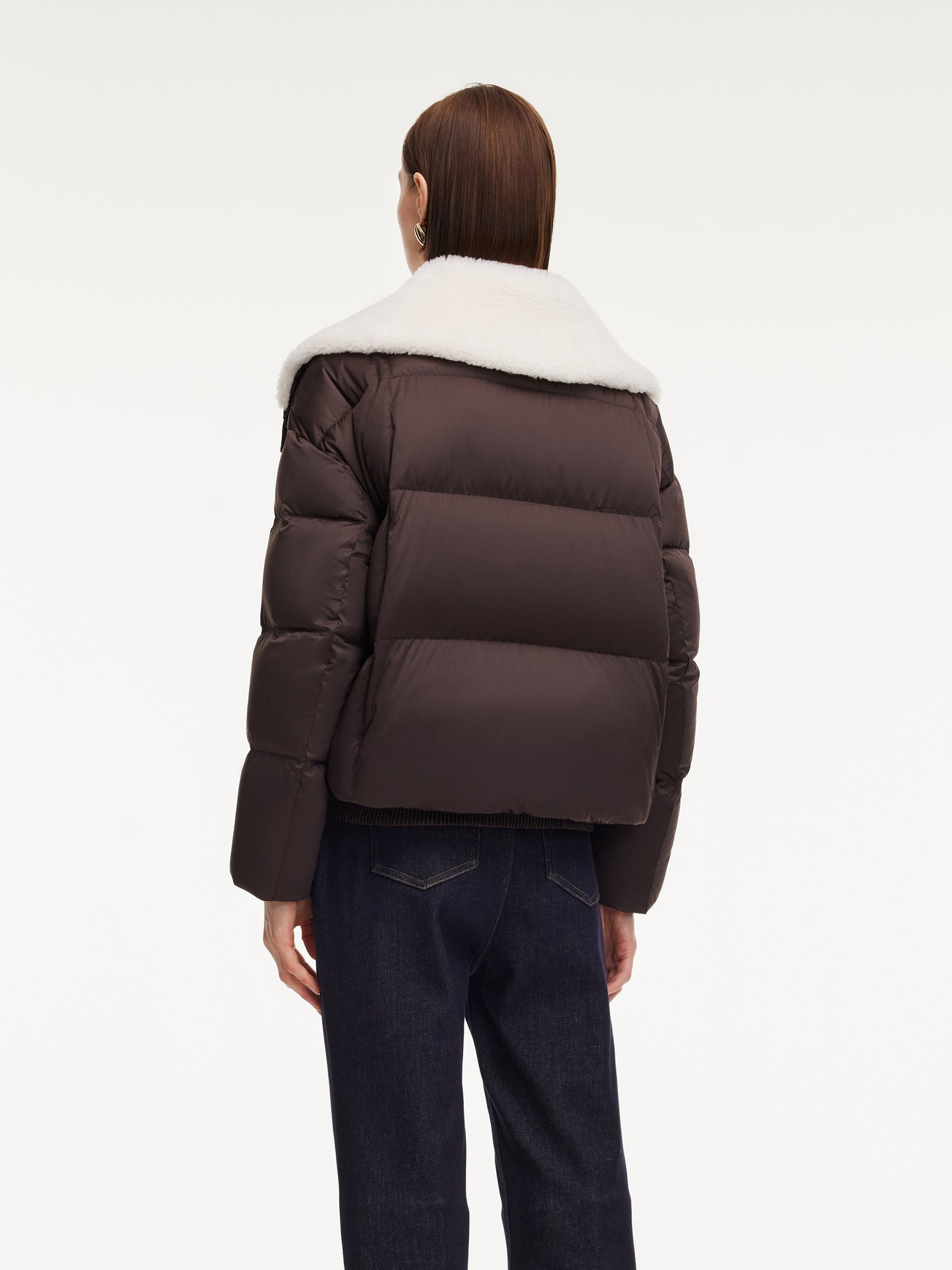 Teddy Collar Goose Down Crop Jacket