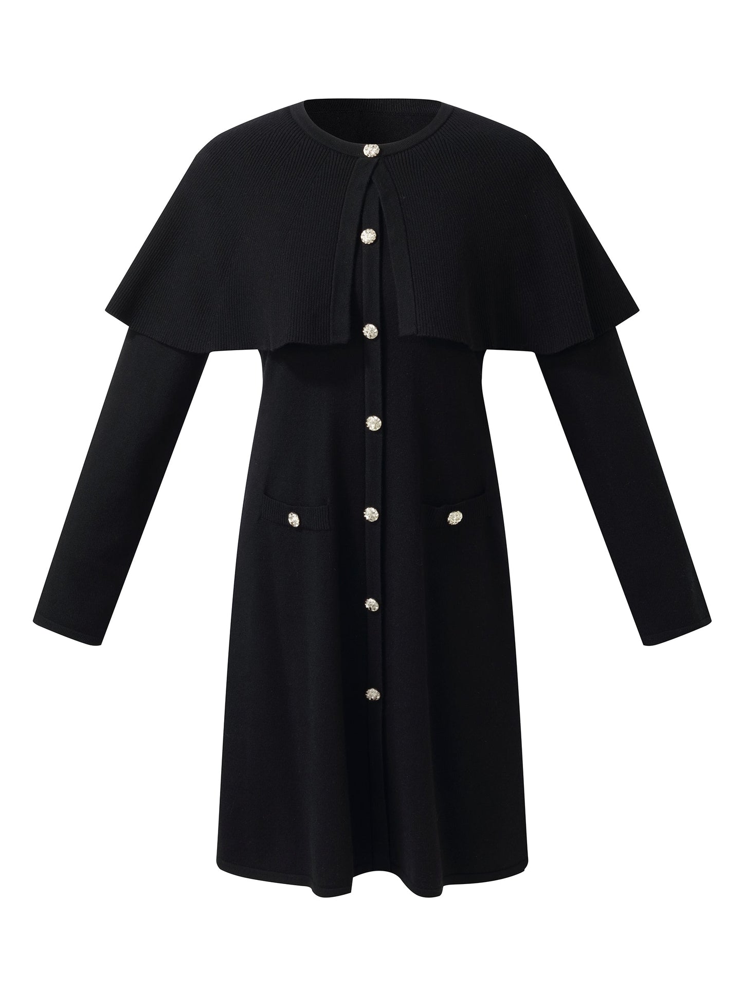 Tencel Blend Capelet Women Knit Mini Dress