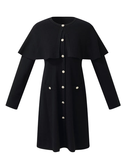 Tencel Blend Capelet Women Knit Mini Dress