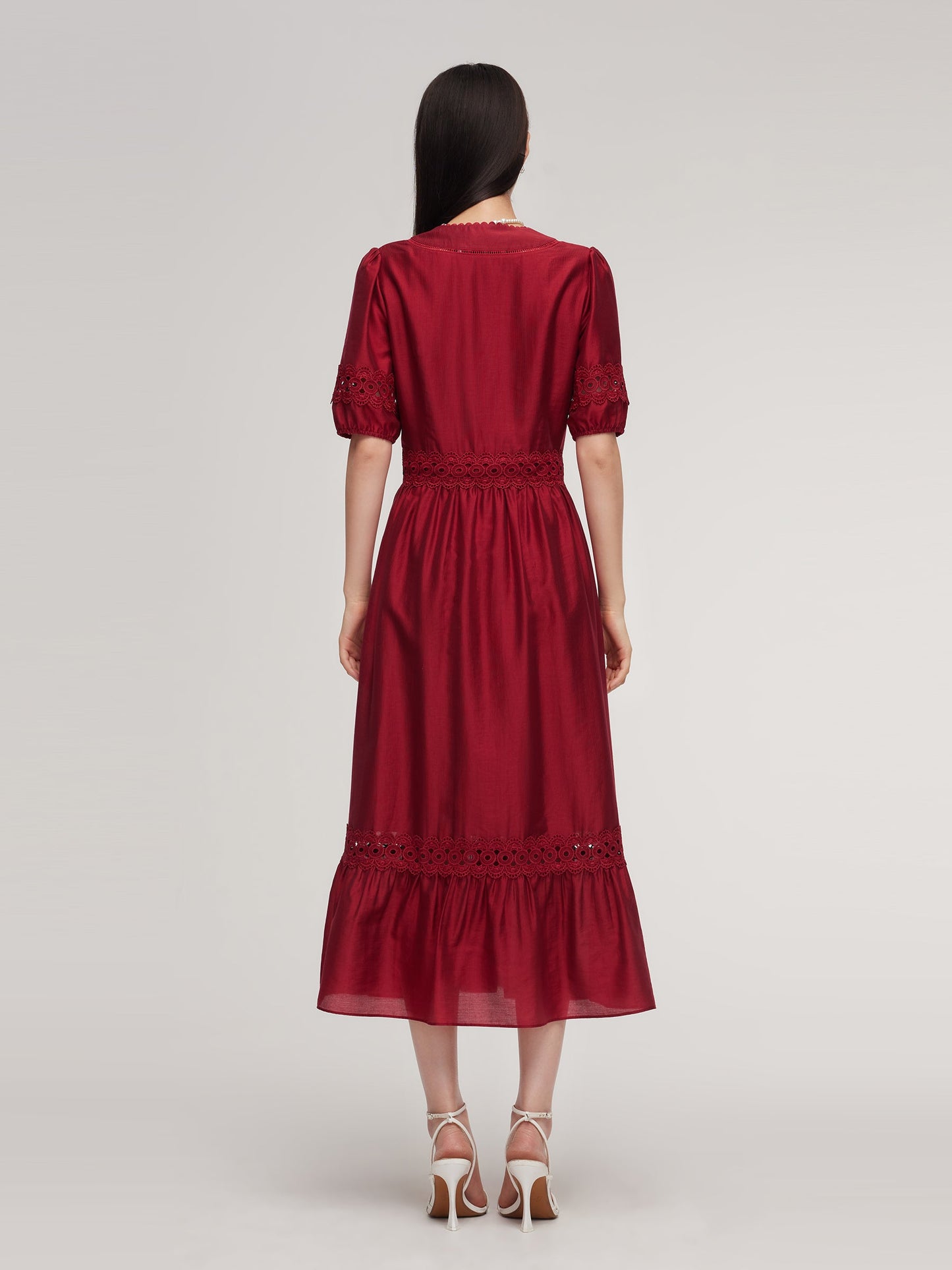 Tencel Blend Lace Patchwork Women Maxi Dress