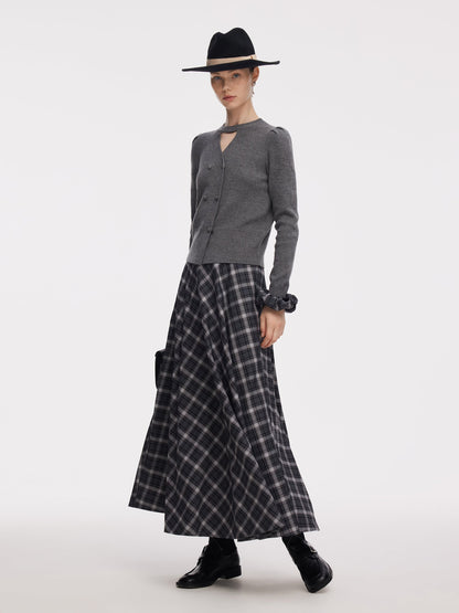 Plaid Women A-Line Skirt With Scrunchie