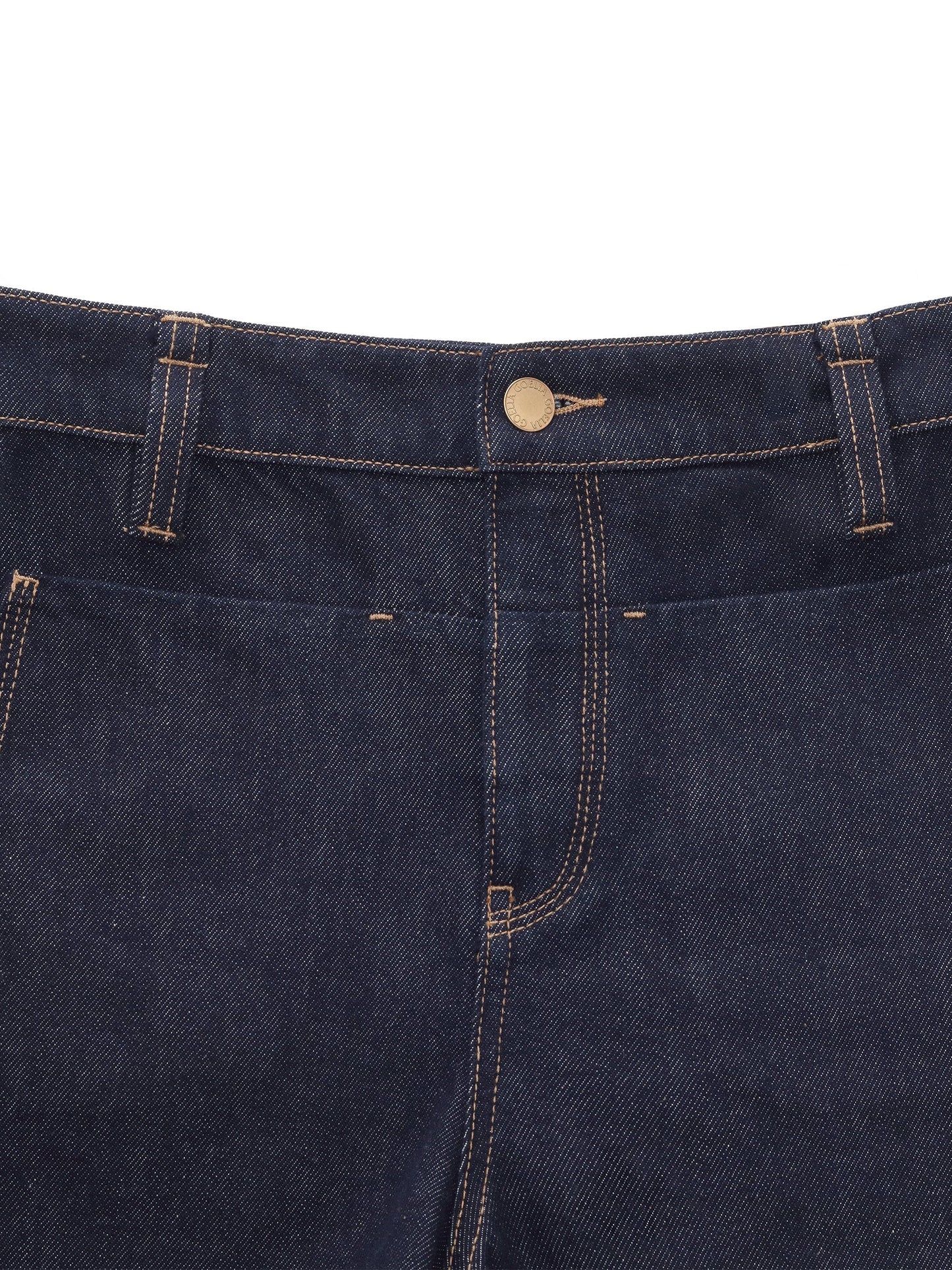 100% Cotton Denim Slimming Seamed Women Shorts With Belt