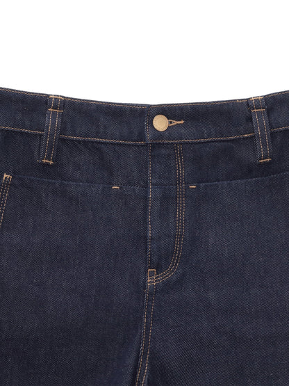 100% Cotton Denim Slimming Seamed Women Shorts With Belt