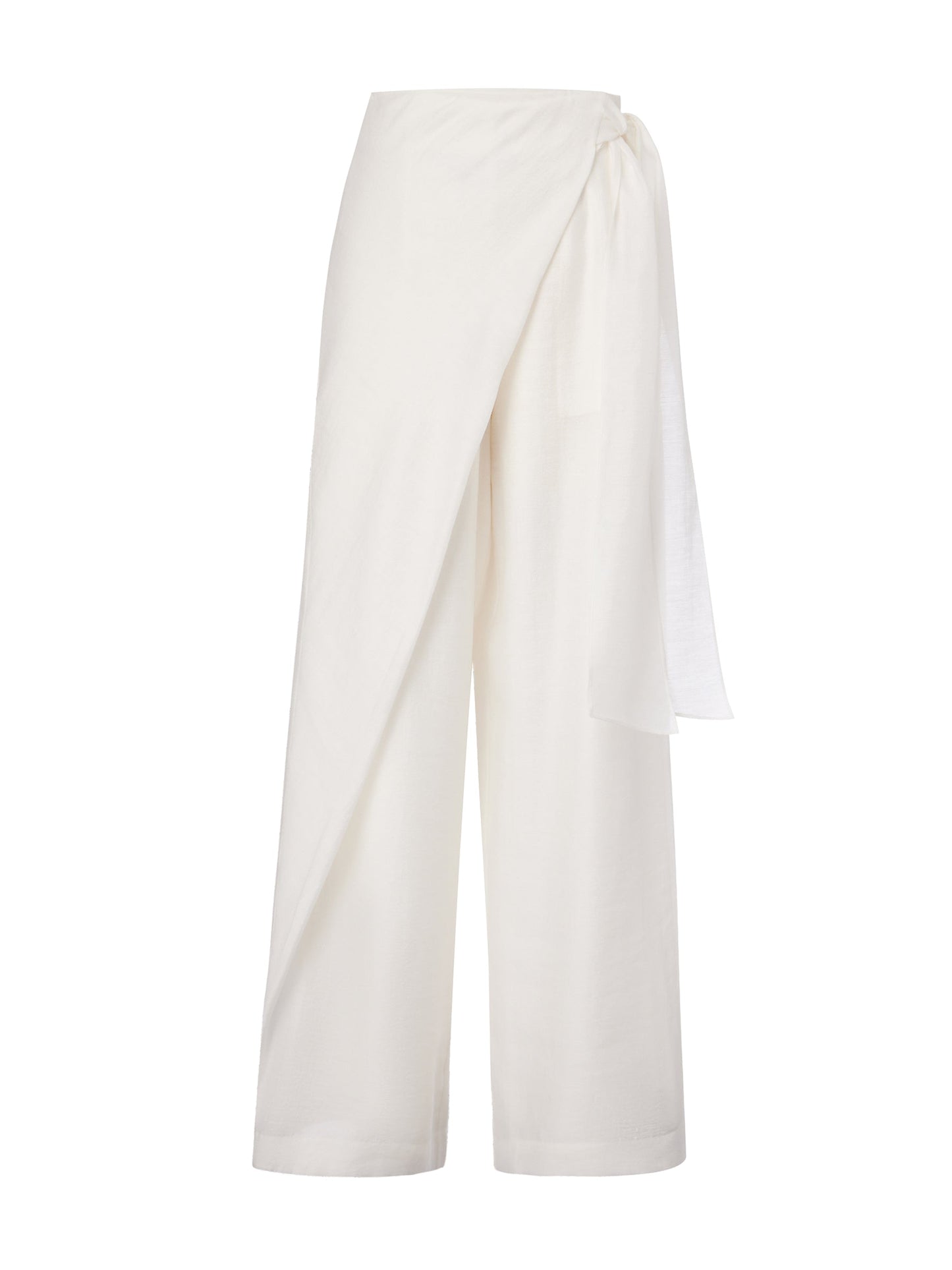 Lyocell Acetate Linen Blend Tie Front Women Pants