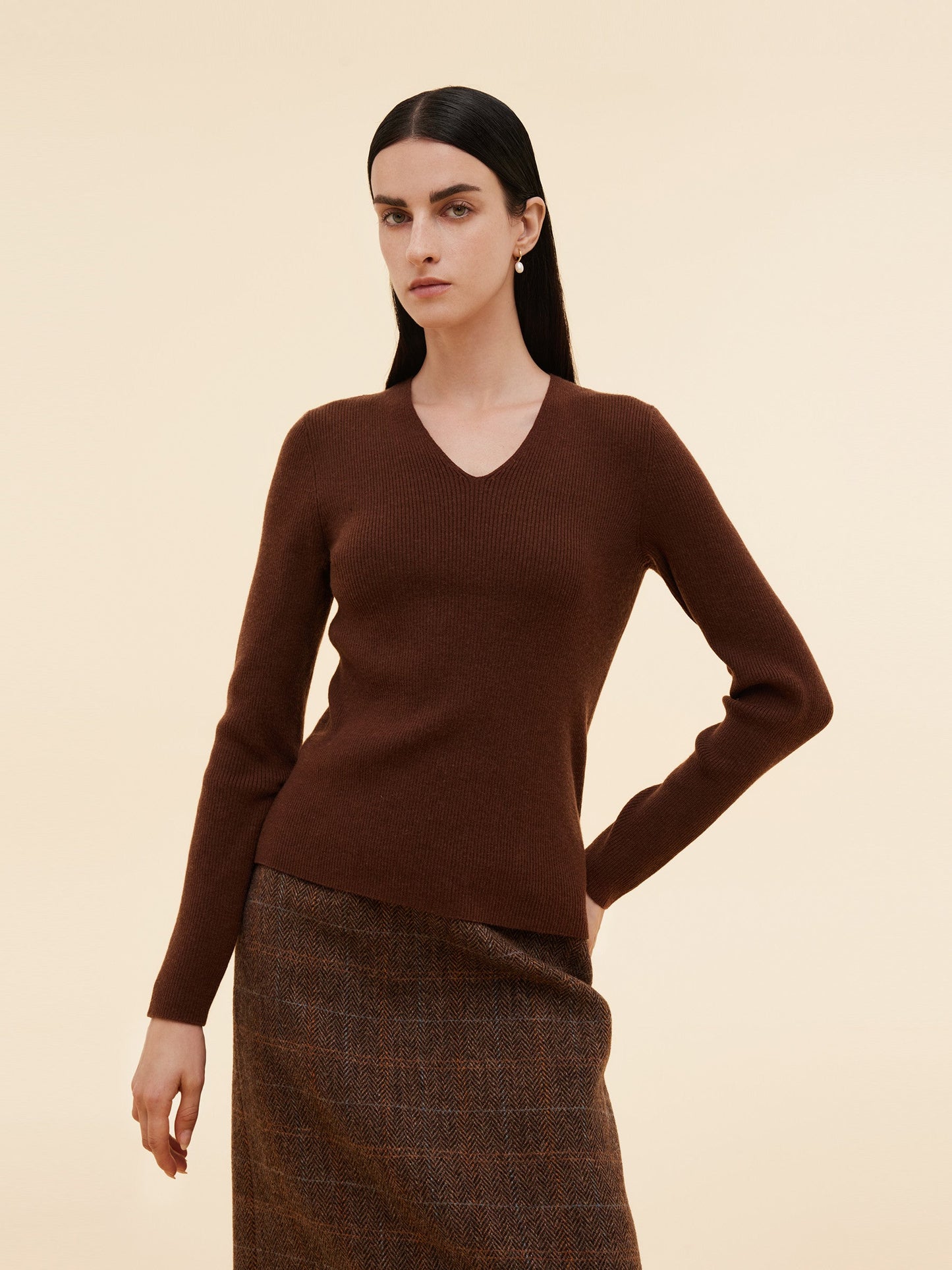 Lyocell Blend Knit Top And Cape Two-Piece Set