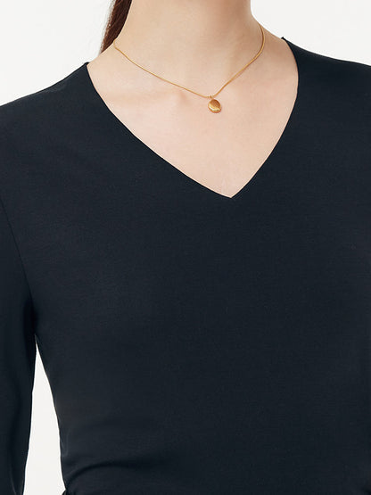 Two-pack (Black & White) Modal V-Neck Long Sleeve Top