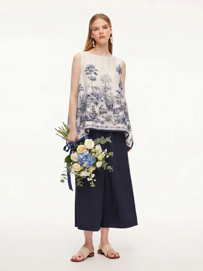 12MM Mulberry Silk Floral Print Women Cape Blouse