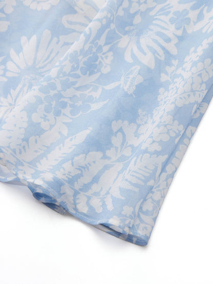 10MM Mulberry Silk Floral Print Women Skirt With Scrunchie