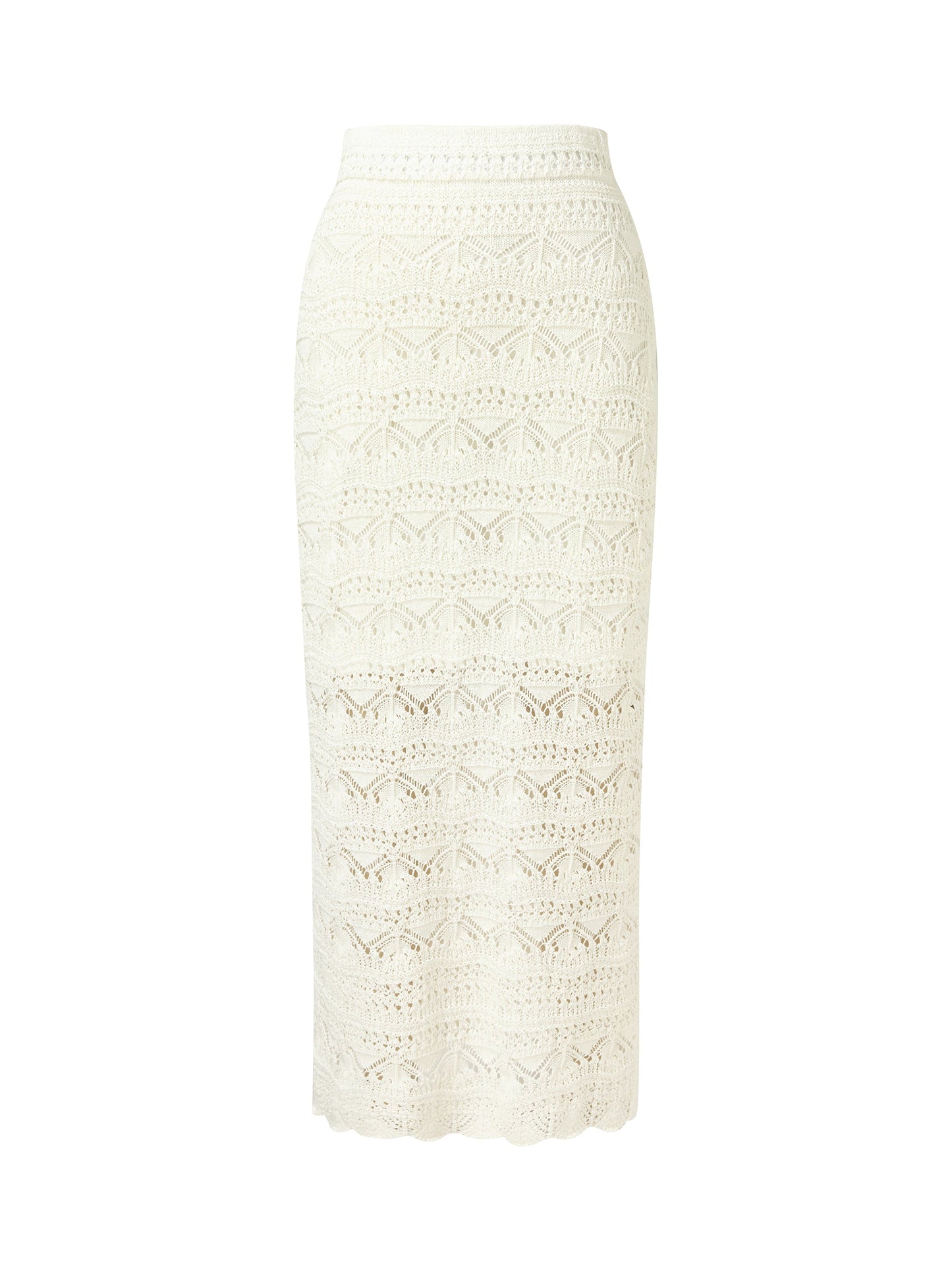 Linen Cotton Blend Women Side Slit Openwork Skirt