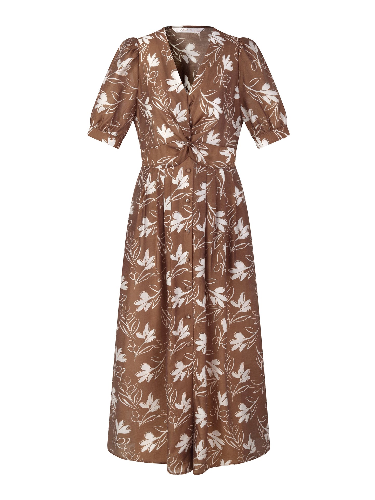 Tencel Blend Floral Print Twist Front Women Maxi Dress