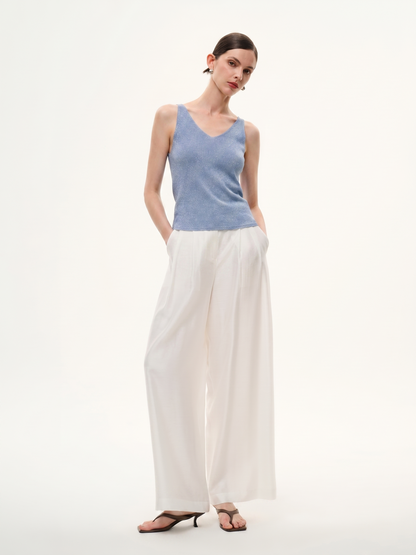 Glittering V-Neck Women Knit Tank Top