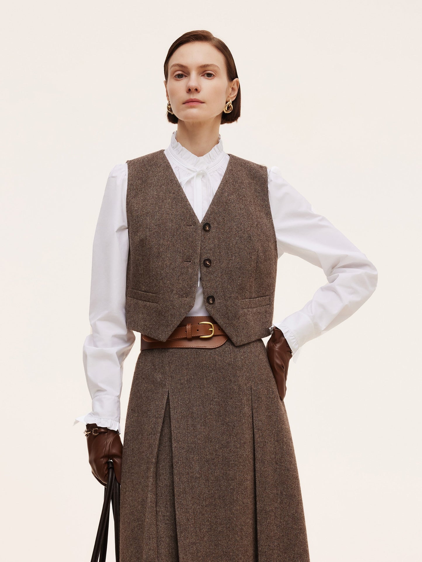 100% Washable Wool V-Neck Women Vest